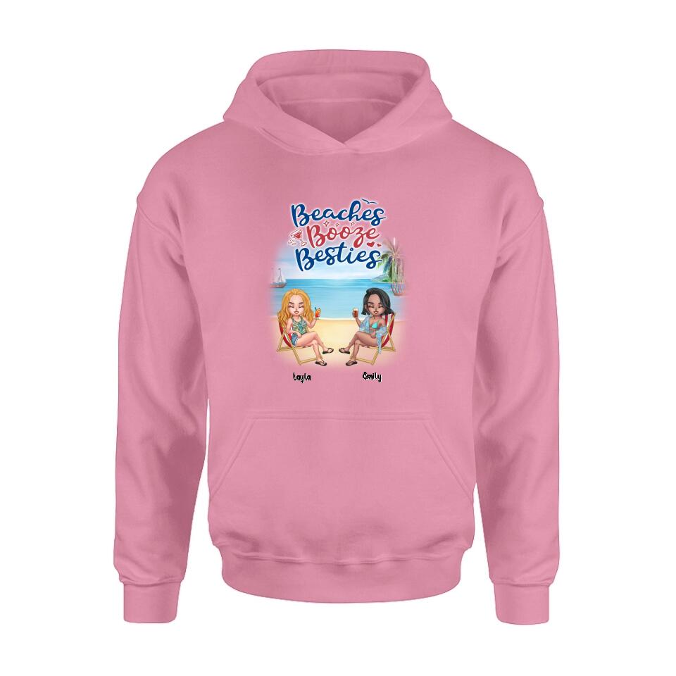Personalized Besties Shirt - Up to 4 People - Gift Idea For Besties/Friends - Beaches Booze Besties