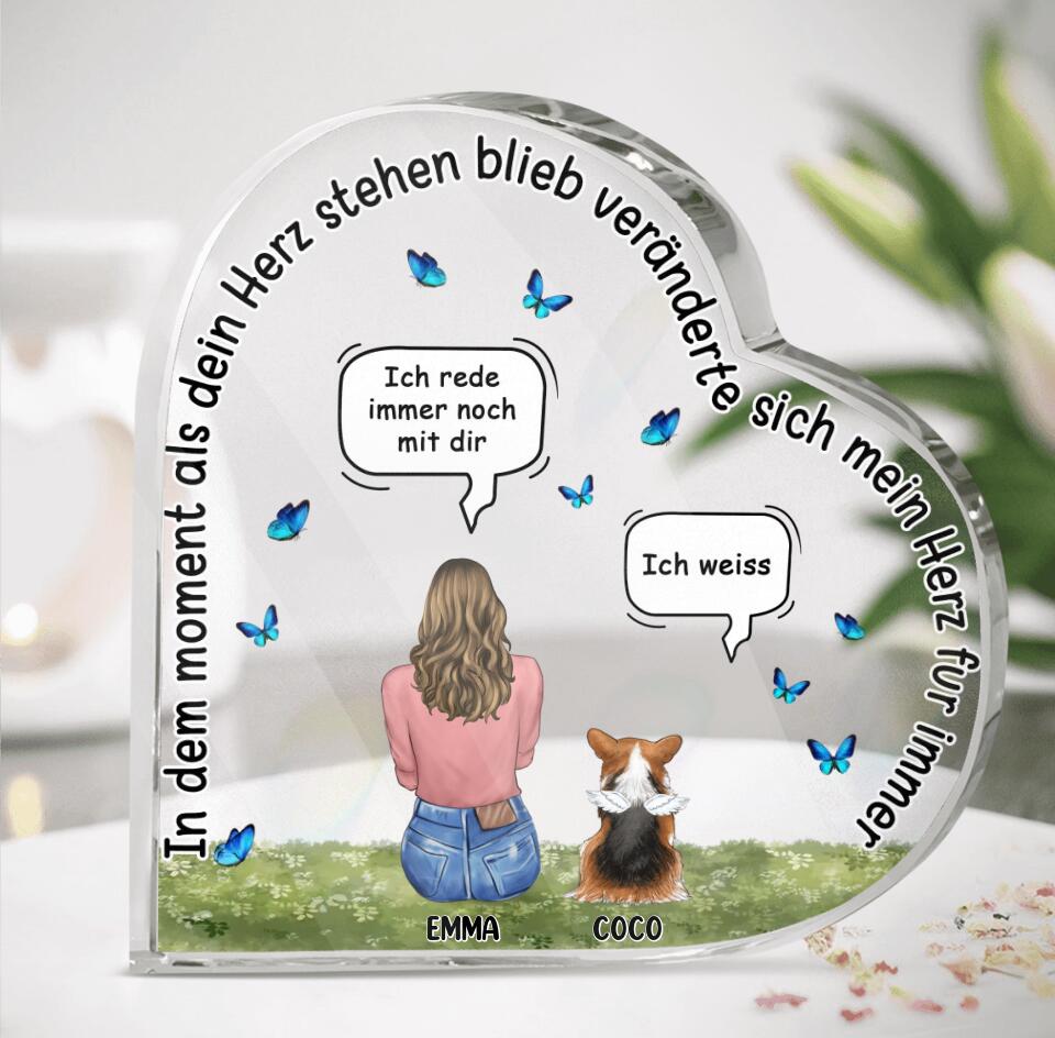 Personalized Memorial Pet Crystal Heart Germany Ver - Up to 4 Dogs/Cats/Rabbits - Gift Idea For Couple/Dog/Cat Lover - The Moment Your Heart Stopped Mine Changed Forever
