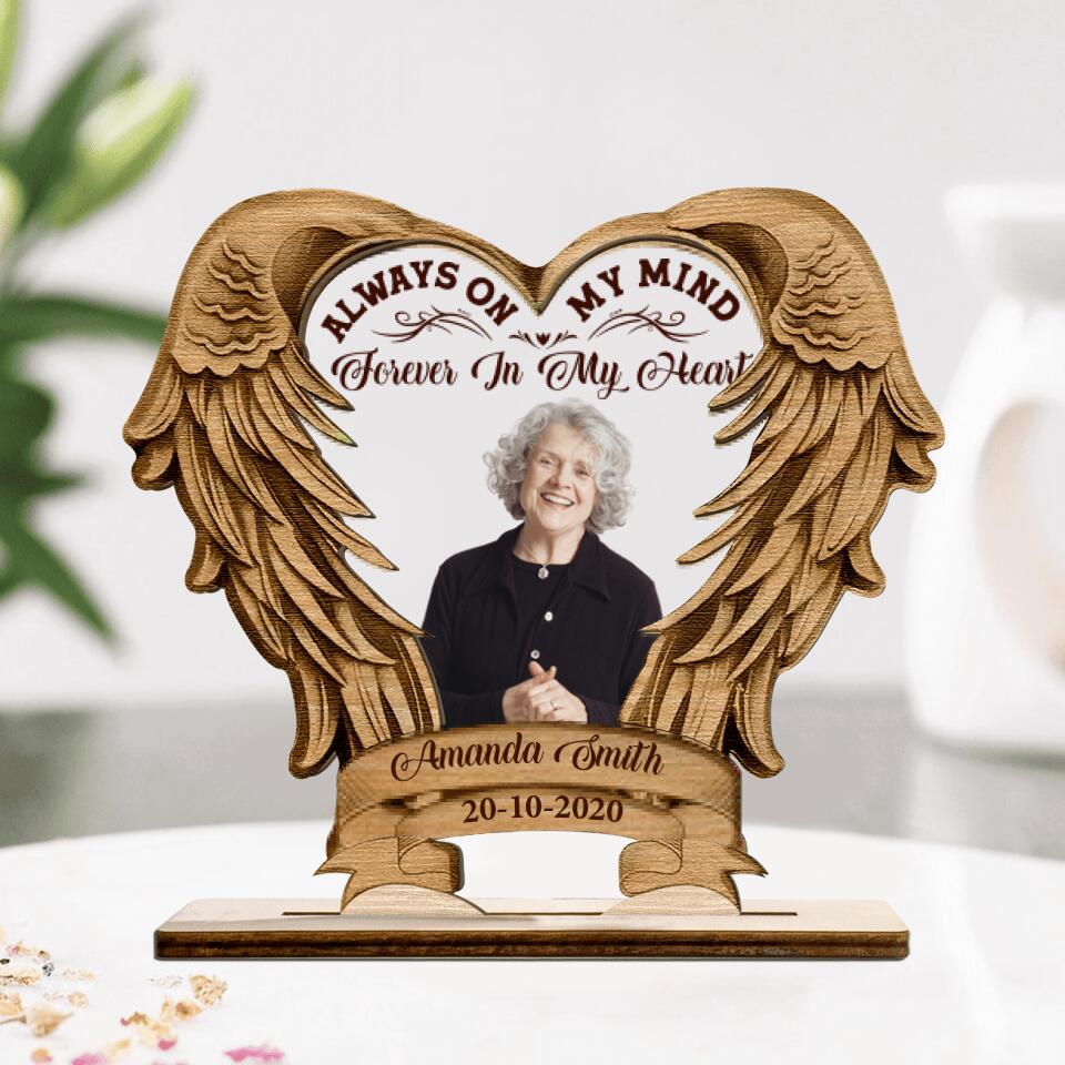 Personalized Memorial Photo Wooden And Acrylic Plaque - Gift Idea For Mother's Day/Father's Day - Always On My Mind Forever In My Heart