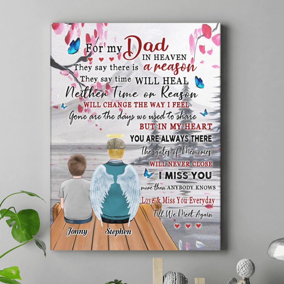 Personalized For My Dad In Heaven Canvas - Memorial Gift Idea For Father's Day - Love & Miss You Everyday Till We Meet Again