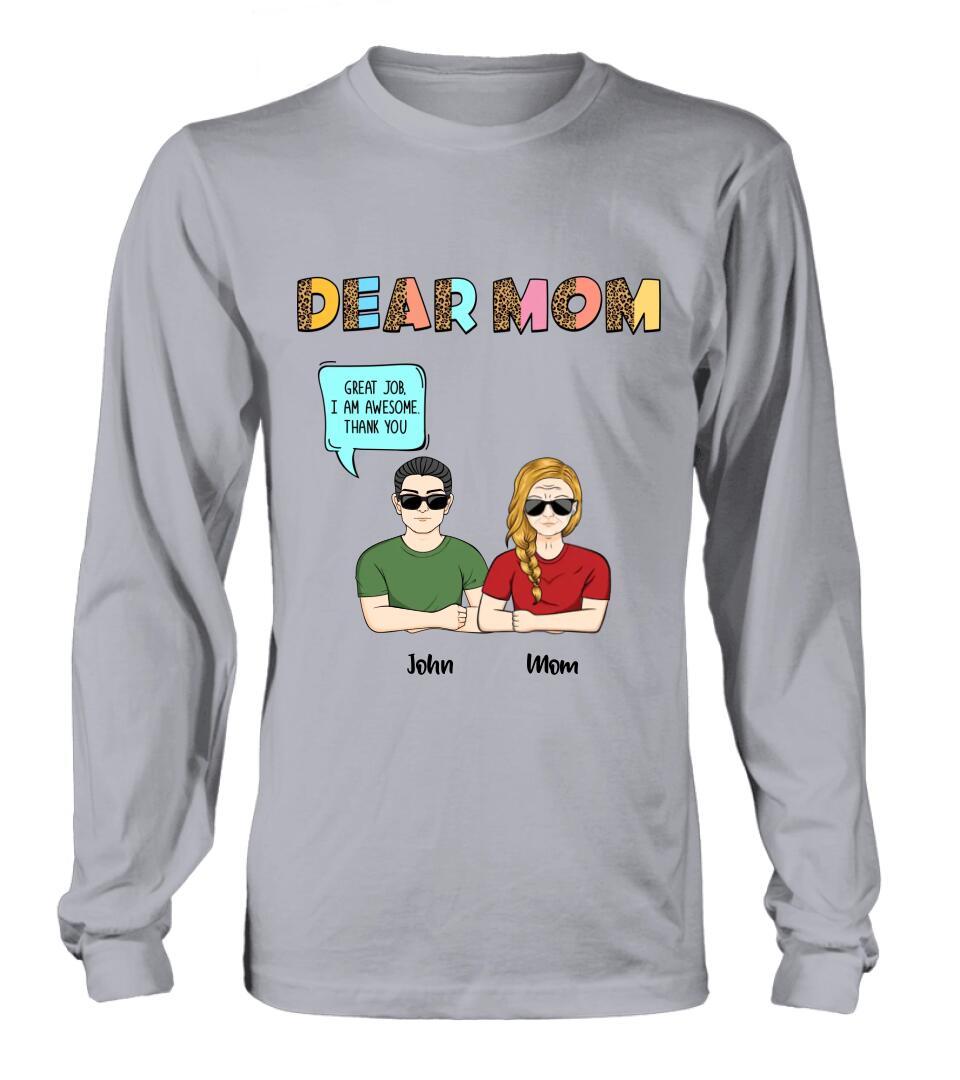 Personalized Dear Mom T-Shirt/Long Sleeve/Sweatshirt/Hoodie - Up to 5 People - Gift Idea For Mother's Day