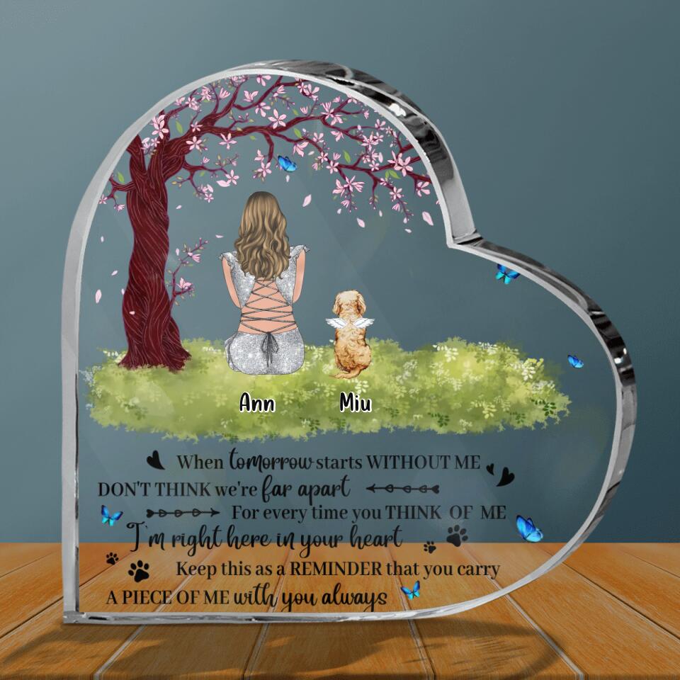 Personalized Memorial Pet Mom Crystal Heart - Gift Idea For Dog/Cat Lovers - Up to 4 Dogs/Cats - For Every Time You Think Of Me I'm Right Here In Your Heart
