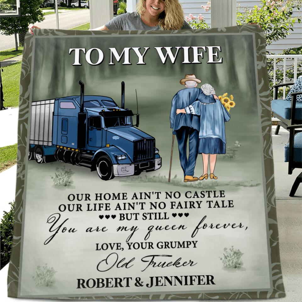 Personalized Couple Fleece Throw Blanket/Quilt - Gift Idea For Couple, Grandparents - You Are My Queen Forever