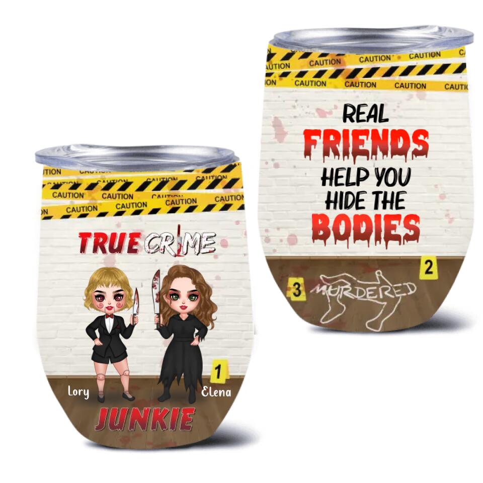 Personalized Besties Wine Tumbler - Gift Idea For Friends/Besties/Sisters - My Partner In Crime Horror Best Friend