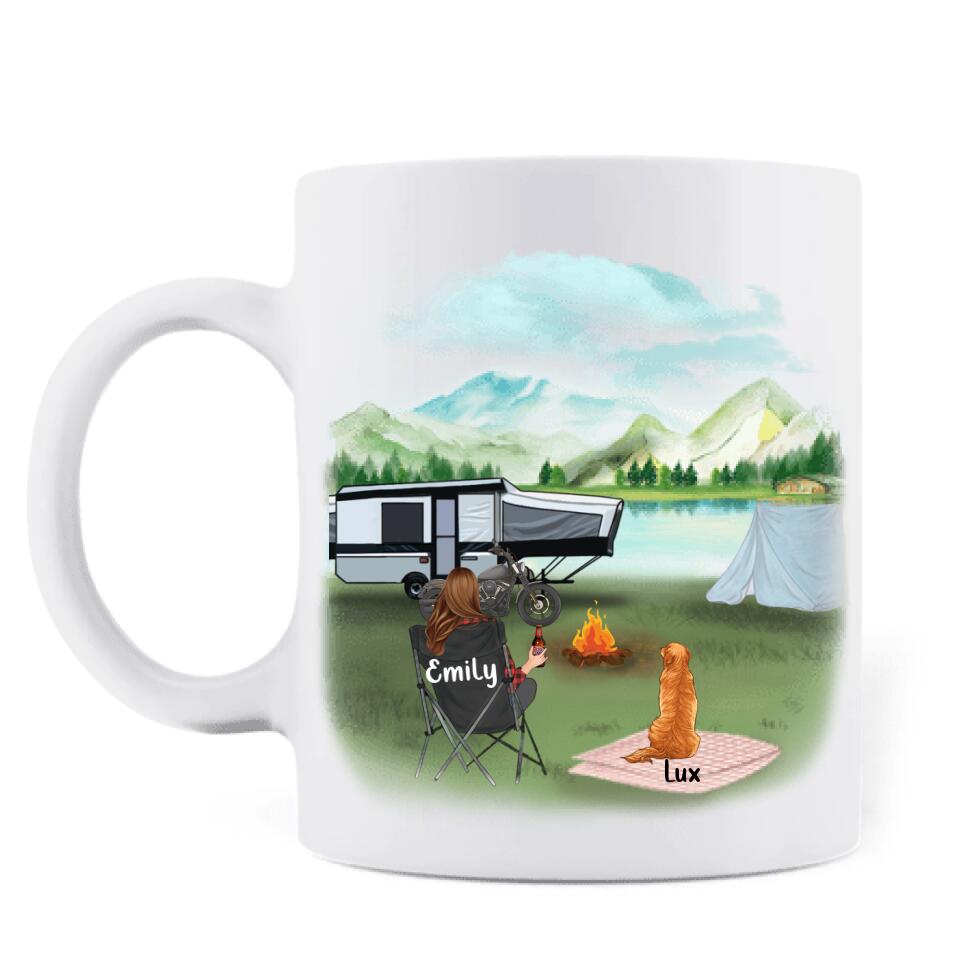 Personalized Camping Coffee Mug - Adult/Single Parent With Up to 2 Kids And 3 Pets - Making Memories One Campsite At A Time
