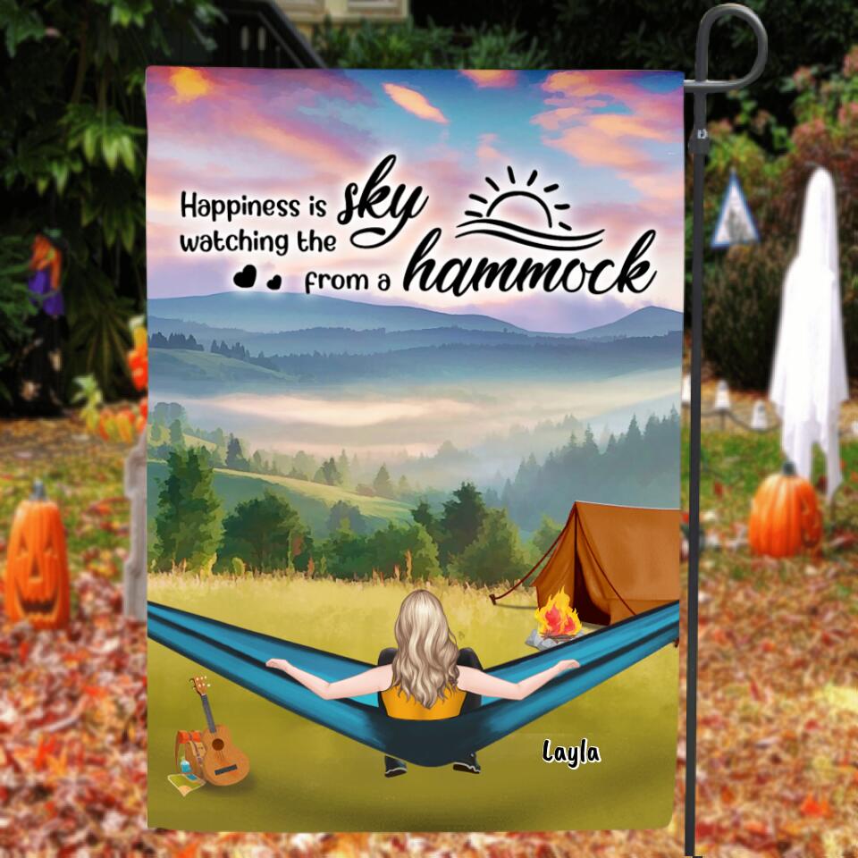 Personalized Hammocks Camping Flag Sign- Man/Woman/Couple - Life Is Better In A Hammock - QH90N4