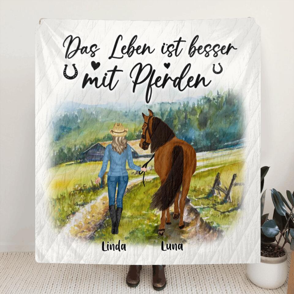Personalized Horse Girl Father's Day - Gift Idea For Horse Lovers/Girl - Up to 6 Horses - Das Leben Ist Besser Mit Pferden