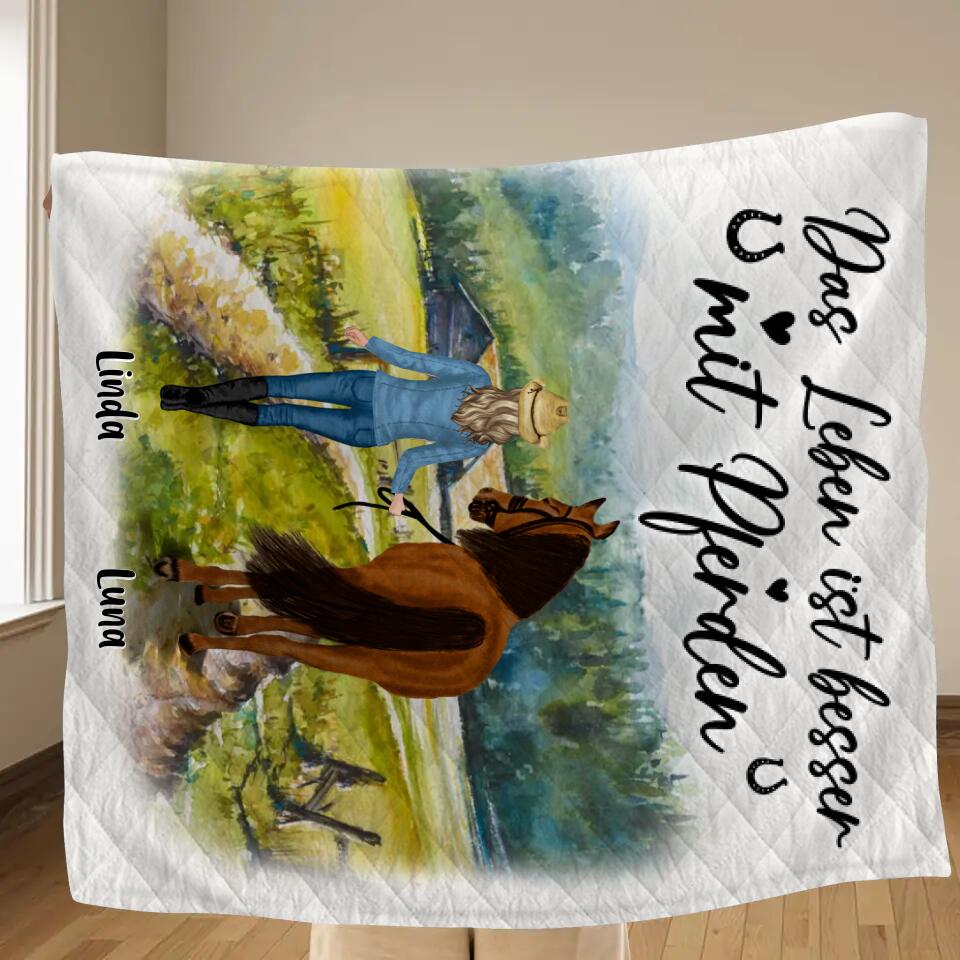 Personalized Horse Girl Father's Day - Gift Idea For Horse Lovers/Girl - Up to 6 Horses - Das Leben Ist Besser Mit Pferden
