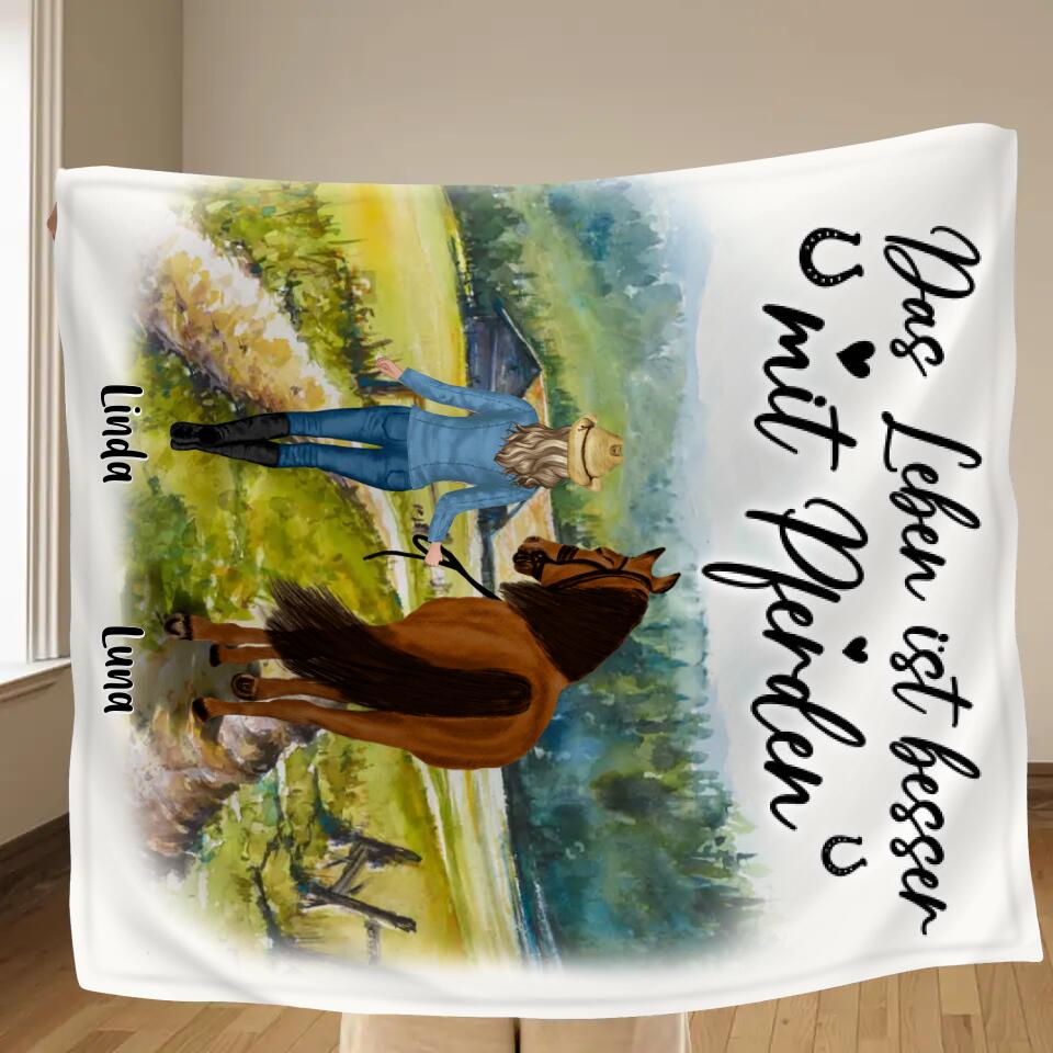 Personalized Horse Girl Father's Day - Gift Idea For Horse Lovers/Girl - Up to 6 Horses - Das Leben Ist Besser Mit Pferden