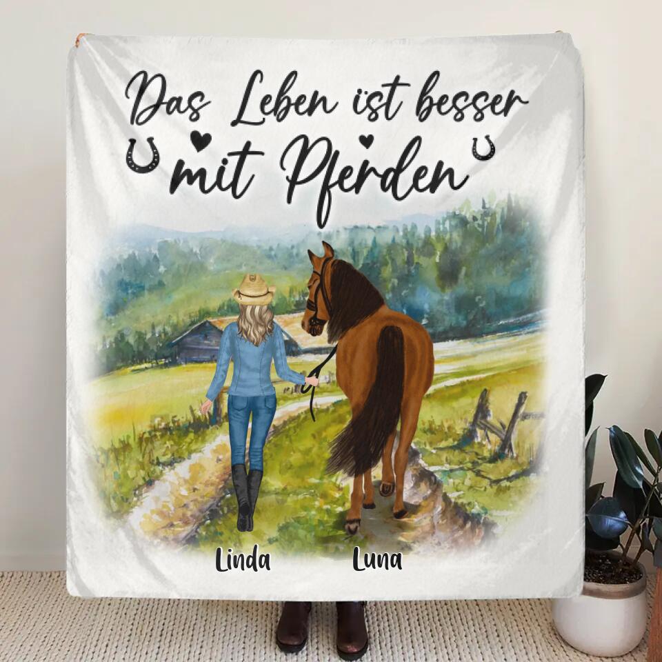 Personalized Horse Girl Father's Day - Gift Idea For Horse Lovers/Girl - Up to 6 Horses - Das Leben Ist Besser Mit Pferden