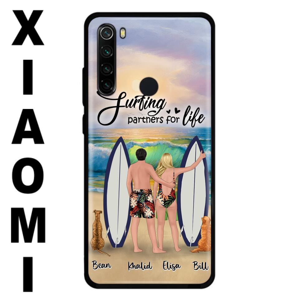 Personalized Surfing Phone Case - Couple And 2 Pets - Phone Case For Xiaomi, Huawei and Oppo- Surfing Partners For Life - CCS180