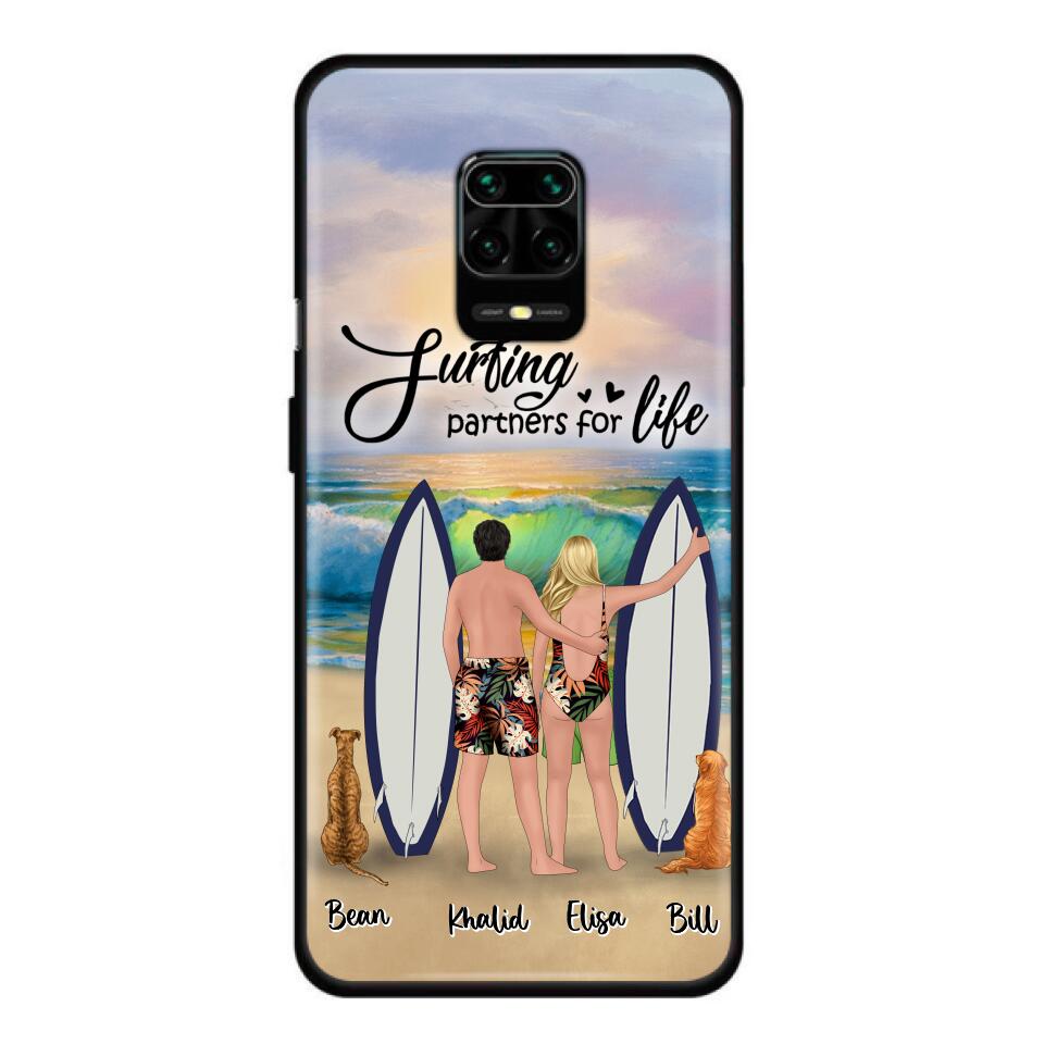 Personalized Surfing Phone Case - Couple And 2 Pets - Phone Case For Xiaomi, Huawei and Oppo- Surfing Partners For Life - CCS180