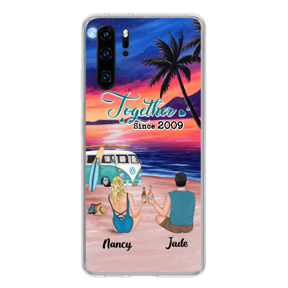 Personalized Beach Camping Phone Case - Gifts For Camping/Dog/Cat Lover With Up to 3 Kids And 3 Pets - This Is Our Happy Place - Case For Xiaomi, Huawei And Oppo