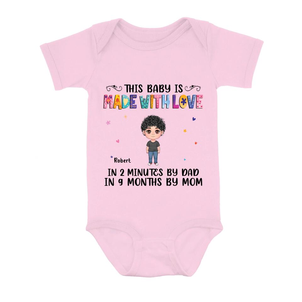 Personalized Love Baby Onesie - Gift Idea for Baby/Mother's Day/Father's Day - This Baby Is Made With Love