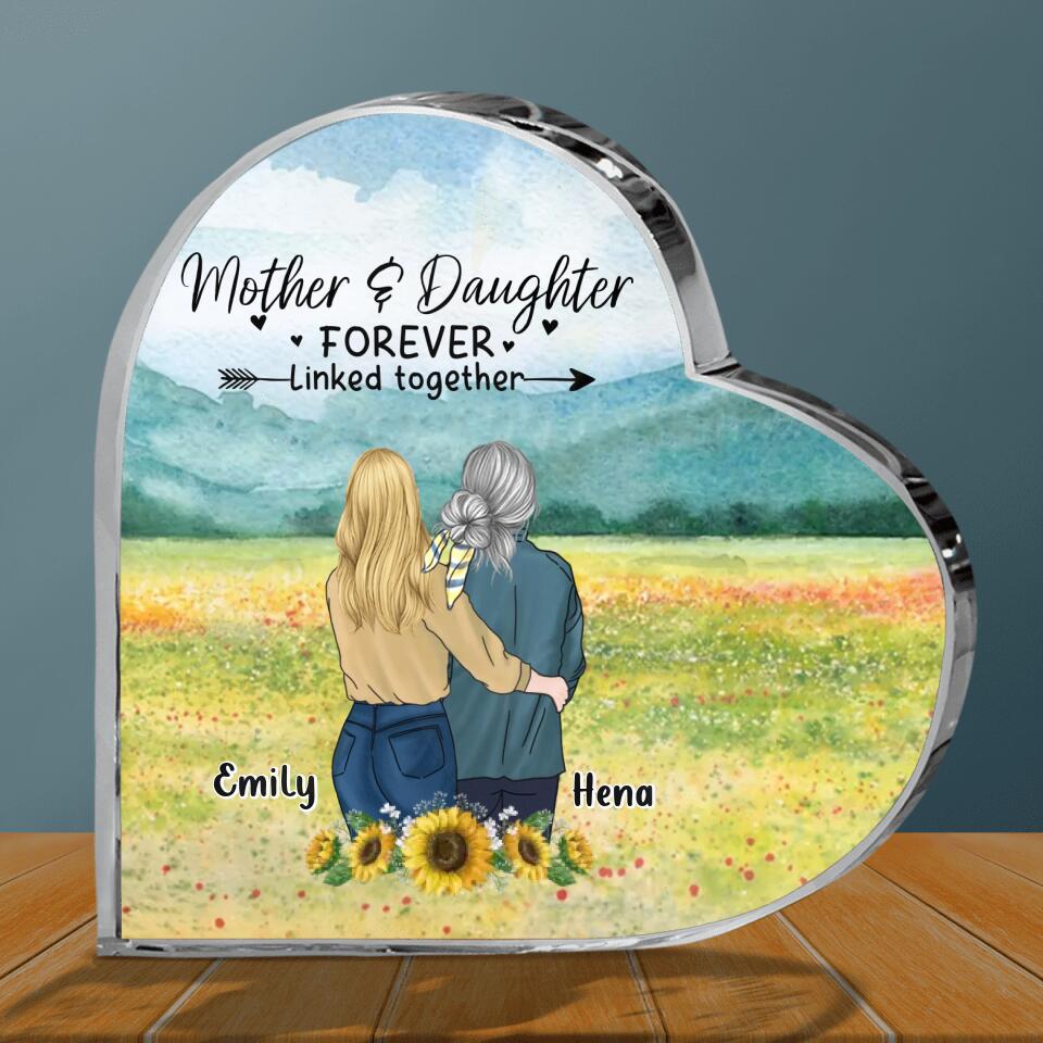 Personalized Mom & Daughter Crystal Heart - Mother's Day Gift Idea From Daughter - Mother & Daughter Forever Linked Together