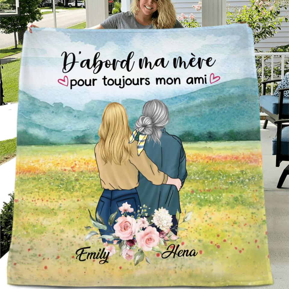 Personalized Mom & Daughter Quilt/Fleece Throw Blanket - Best Gift Idea For Mother's Day - D'abord Ma Mere Pour Toujours Mon Ami