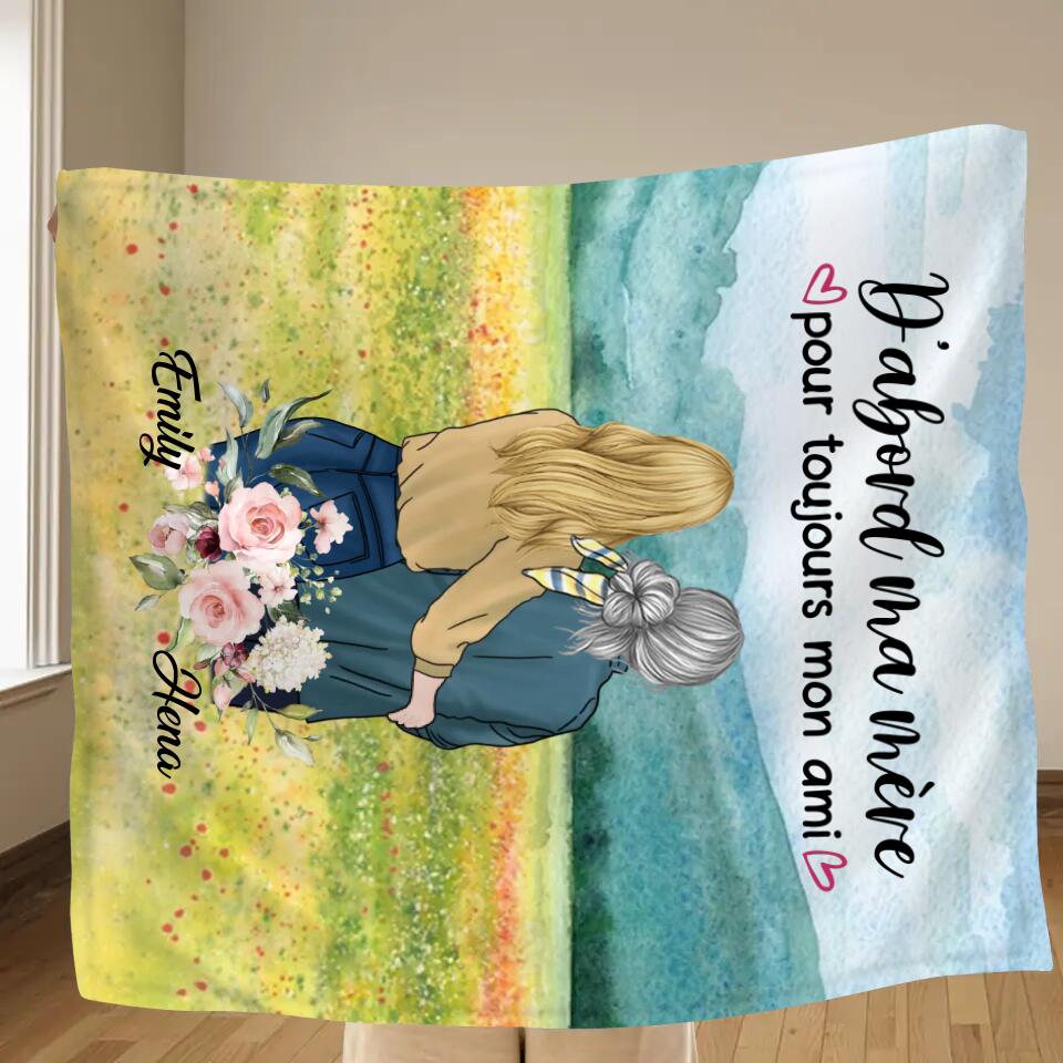 Personalized Mom & Daughter Quilt/Fleece Throw Blanket - Best Gift Idea For Mother's Day - D'abord Ma Mere Pour Toujours Mon Ami