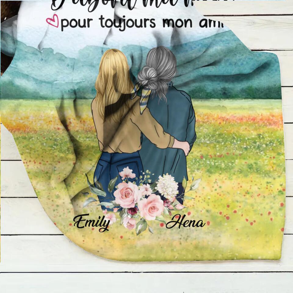 Personalized Mom & Daughter Quilt/Fleece Throw Blanket - Best Gift Idea For Mother's Day - D'abord Ma Mere Pour Toujours Mon Ami