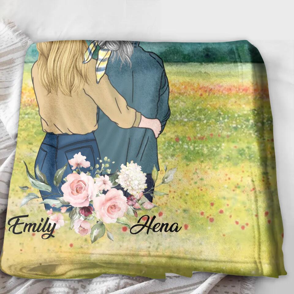 Personalized Mom & Daughter Quilt/Fleece Throw Blanket - Best Gift Idea For Mother's Day - D'abord Ma Mere Pour Toujours Mon Ami