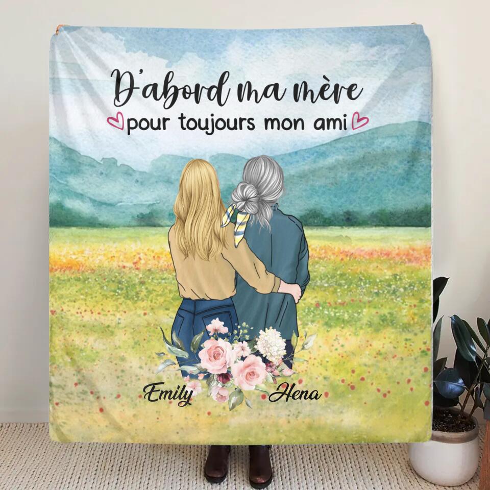 Personalized Mom & Daughter Quilt/Fleece Throw Blanket - Best Gift Idea For Mother's Day - D'abord Ma Mere Pour Toujours Mon Ami