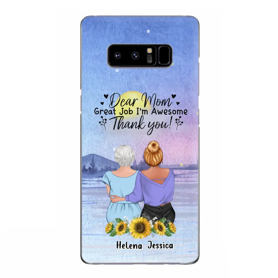Custom Personalized Mom & Daughter Phone Case - Mother's Day Gift Idea From Daughter - Dear Mom Great Job I'm Awesome - Cases For iPhone/Samsung