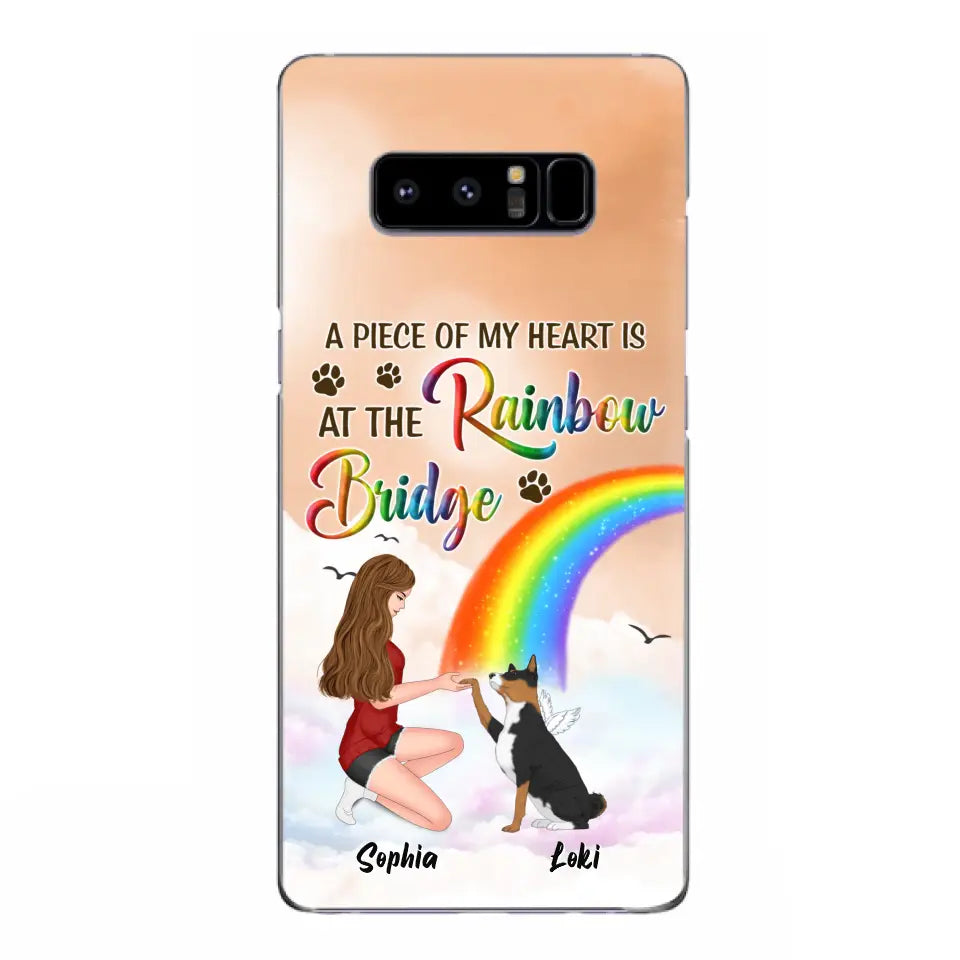 Custom Personalized Dog Mom Phone Case - Memorial Gift Idea for Dog Owners/Mother's Day - A Piece Of My Heart Is At The Rainbow Bridge - Case for iPhone/Samsung