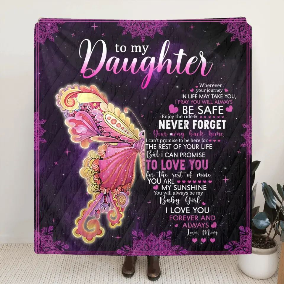 Personalized Daughter Quilt/Fleece Throw Blanket - Gift Idea For Daughter From Mom - To My Daughter