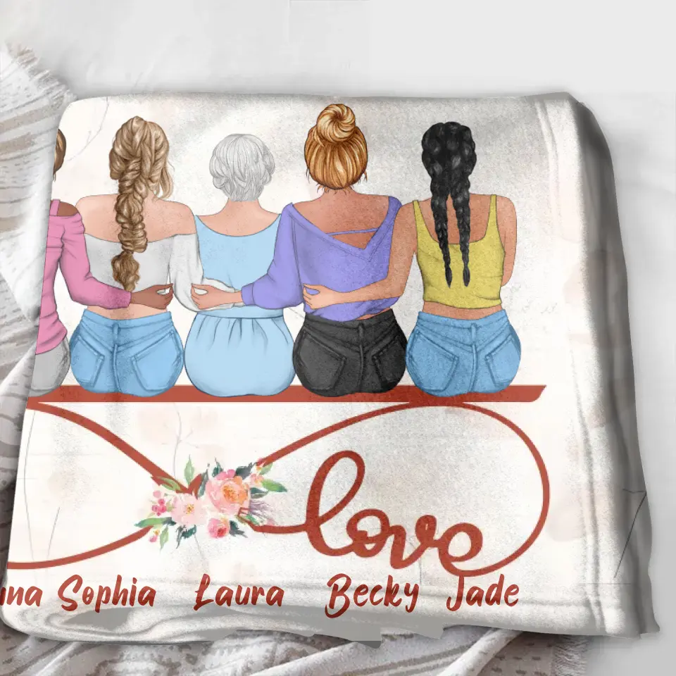 Personalized Mom Fleece Throw Blanket/Quilt - Mother With Up to 4 Daughters - Gift Idea For Mother's Day From Daughter - We Love You To The Moon And Back Again