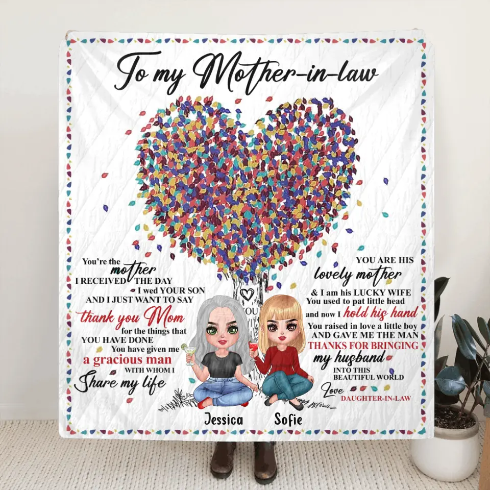 Personalized Mom Fleece Throw Blanket/Quilt - Mother's Day Gift Idea For Mother-In-Law - You're The Mother I Received The Day I Wed Your Son