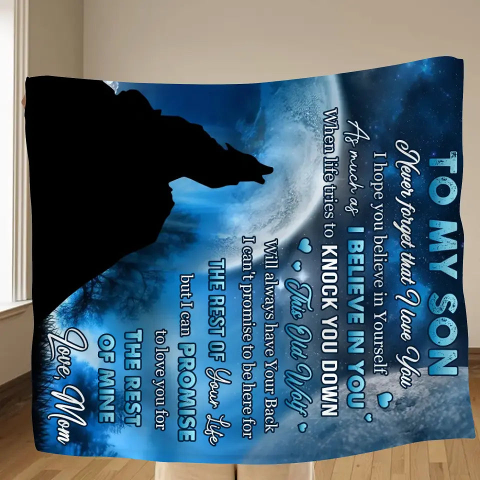To My Son Fleece Throw Blanket & Quilt - Birthday Gift Idea From Mom Dad To Son - Never Forget That I Love You