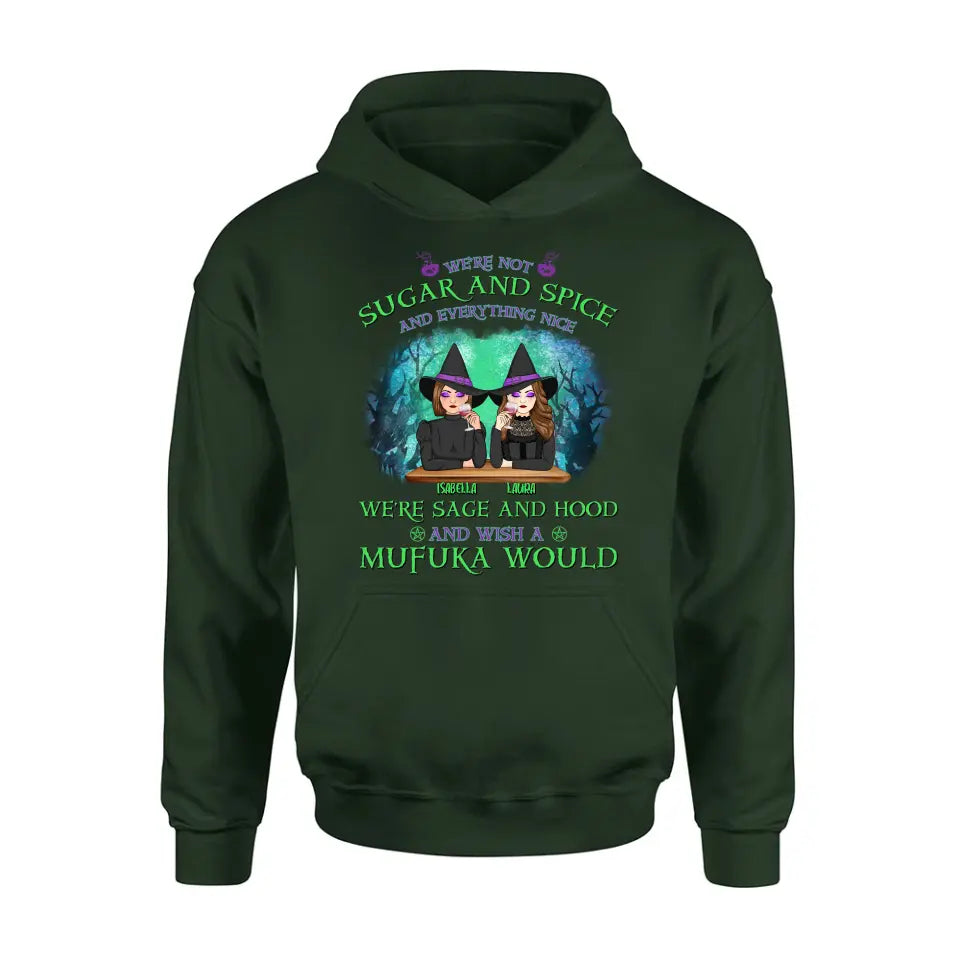 Personalized Sugar & Spice Witch Friends T-Shirt/Hoodie/Long sleeve/Sweatshirt - Up to 4 People - Gift Idea For Besties/Sisters/Friends - We're Not Sugar & Spice And Everything Nice