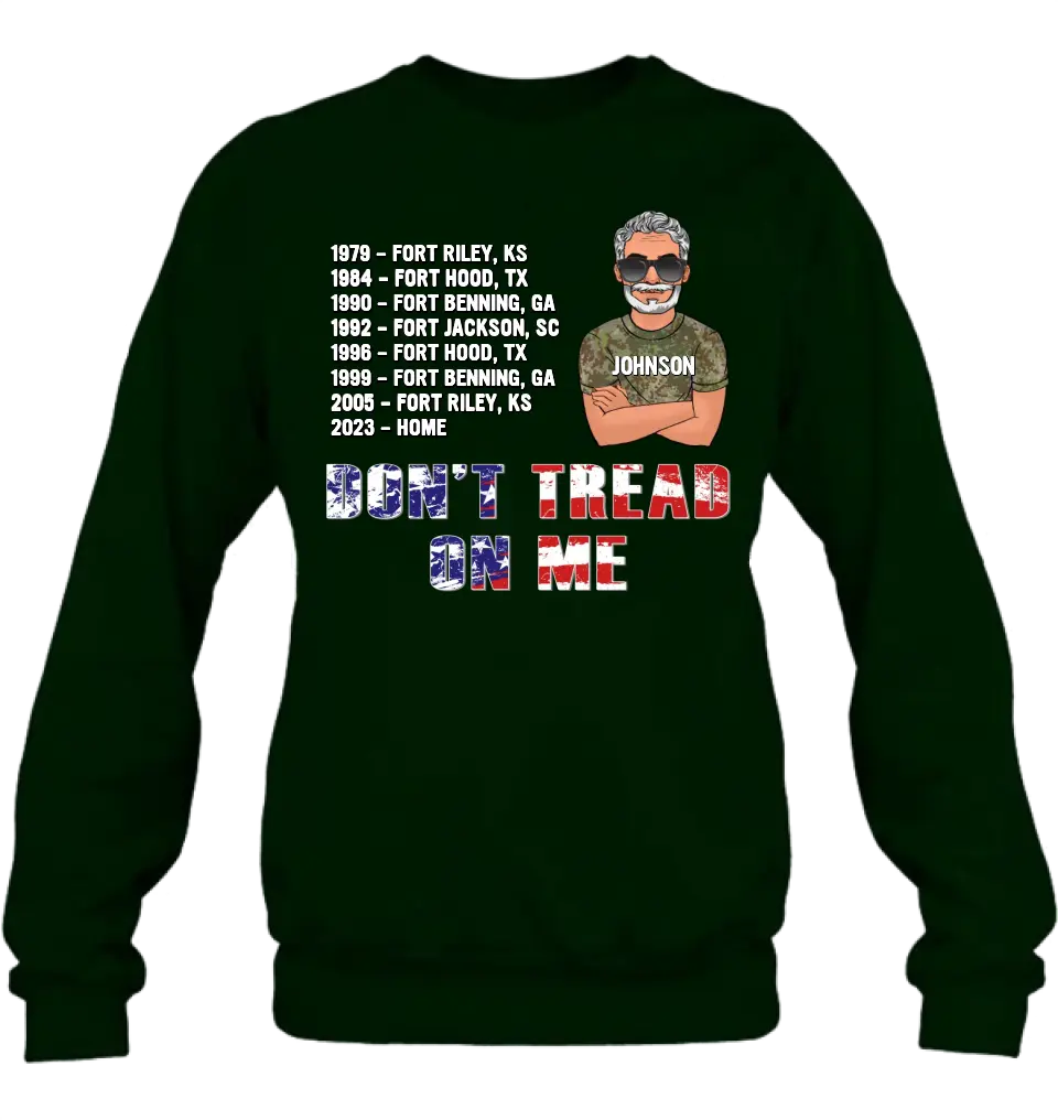 Personalized Veteran Shirt/ Hoodie - Gift Idea For Veteran/ Birthday/ Father's Day - Don't Tread On Me