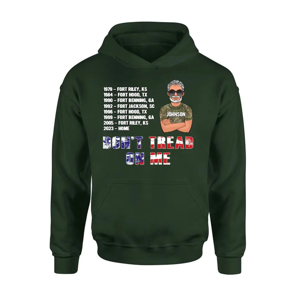 Personalized Veteran Shirt/ Hoodie - Gift Idea For Veteran/ Birthday/ Father's Day - Don't Tread On Me