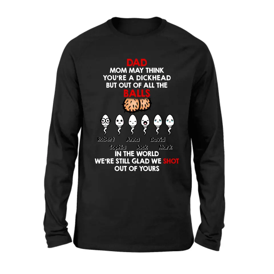 Personalized Sperms Shirt/Hoodie/Sweatshirt/Long sleeve - Gift Idea For Father's Day - Up to 6 Sperms - Mom May Think You're A Dickhead