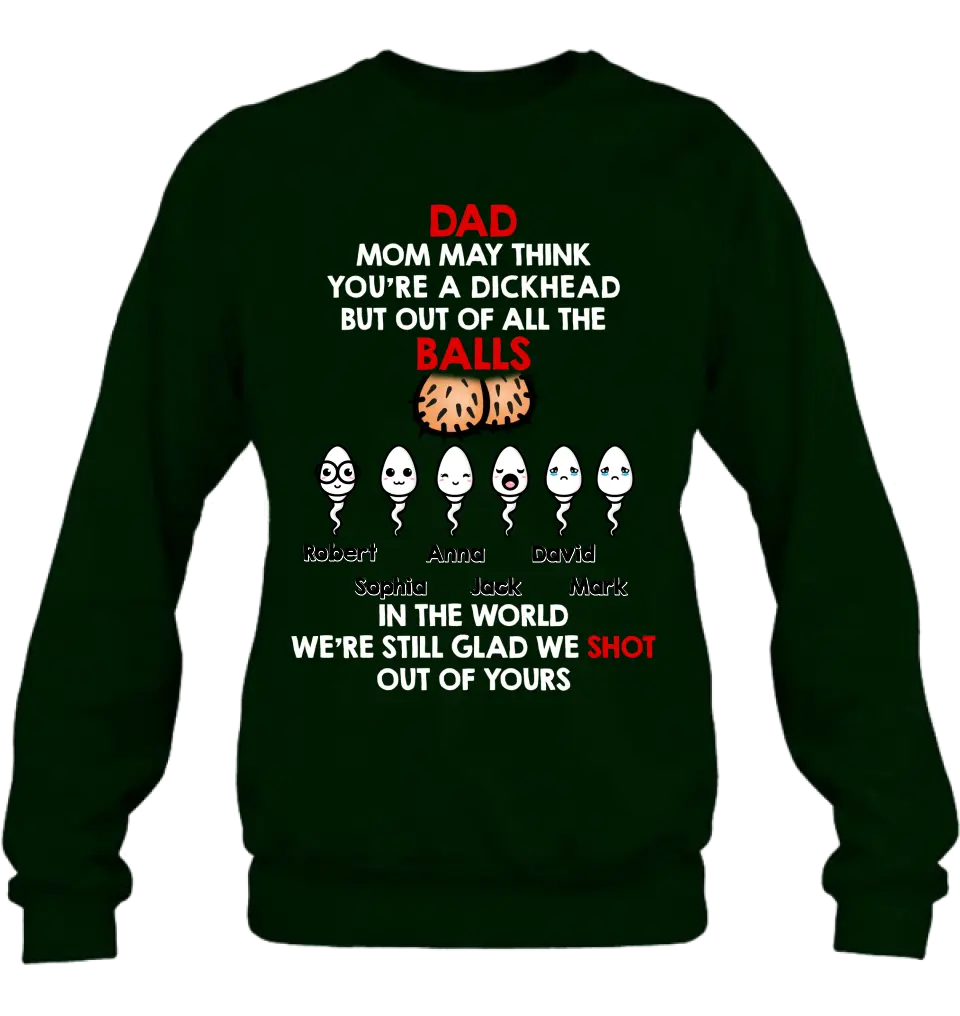 Personalized Sperms Shirt/Hoodie/Sweatshirt/Long sleeve - Gift Idea For Father's Day - Up to 6 Sperms - Mom May Think You're A Dickhead