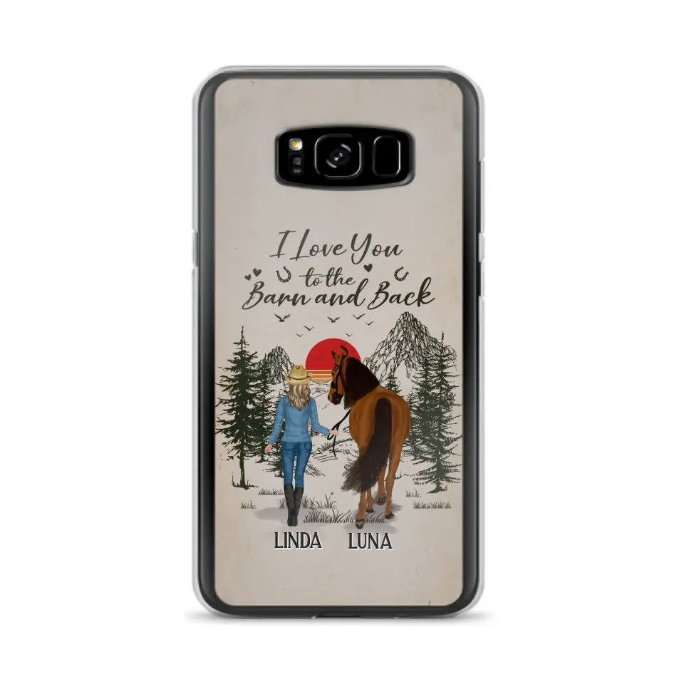 Custom Personalized Horse Girl Phone Case - Upto 6 Horses - Mother's Day Gift Idea Horse Lovers - I Love You To The Barn And Back - Case For iPhone/Samsung