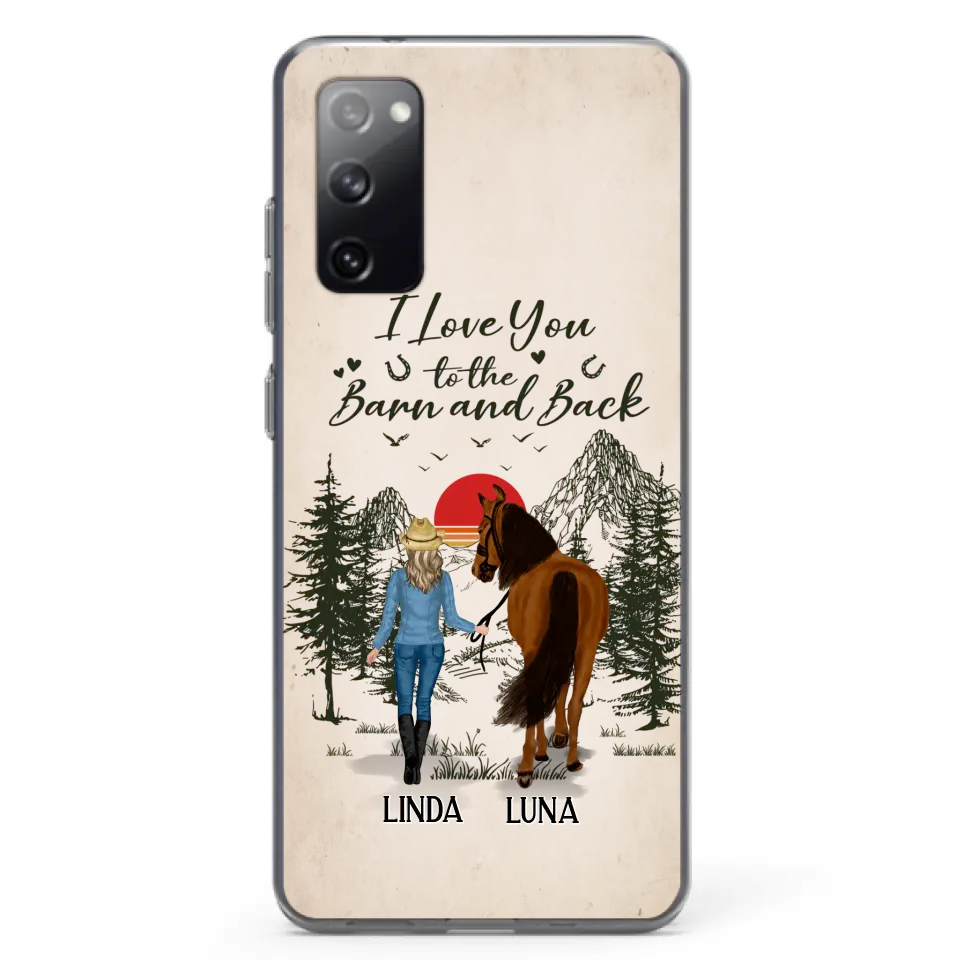 Custom Personalized Horse Girl Phone Case - Upto 6 Horses - Mother's Day Gift Idea Horse Lovers - I Love You To The Barn And Back - Case For iPhone/Samsung