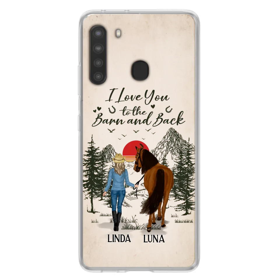 Custom Personalized Horse Girl Phone Case - Upto 6 Horses - Mother's Day Gift Idea Horse Lovers - I Love You To The Barn And Back - Case For iPhone/Samsung