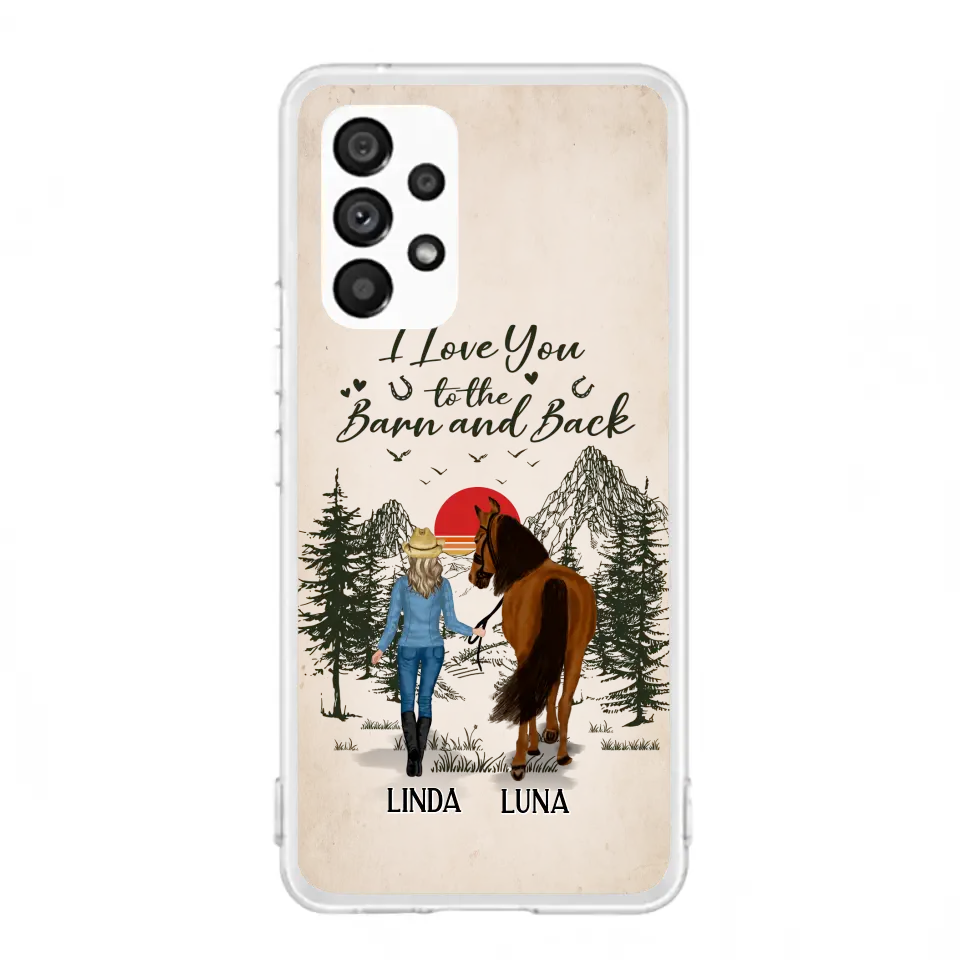 Custom Personalized Horse Girl Phone Case - Upto 6 Horses - Mother's Day Gift Idea Horse Lovers - I Love You To The Barn And Back - Case For iPhone/Samsung