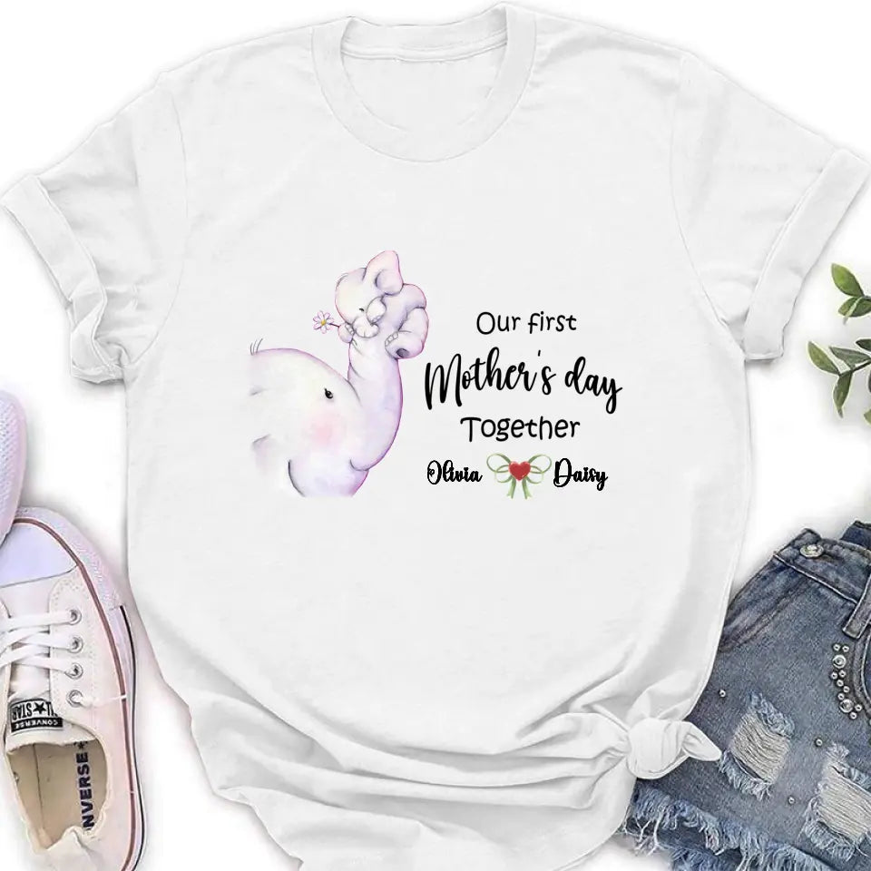 Personalized Elephant Baby Onesie/T-Shirt - Gift Idea for Baby/Mother's Day - Our First Mother's Day Together