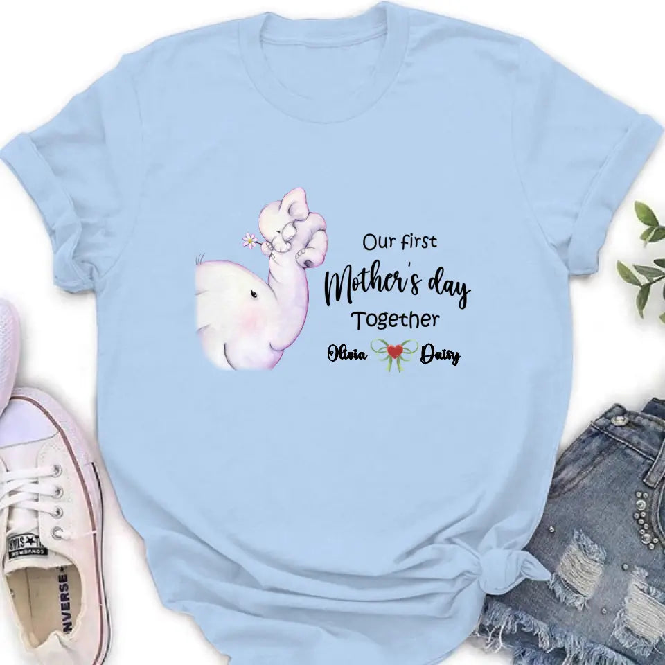 Personalized Elephant Baby Onesie/T-Shirt - Gift Idea for Baby/Mother's Day - Our First Mother's Day Together
