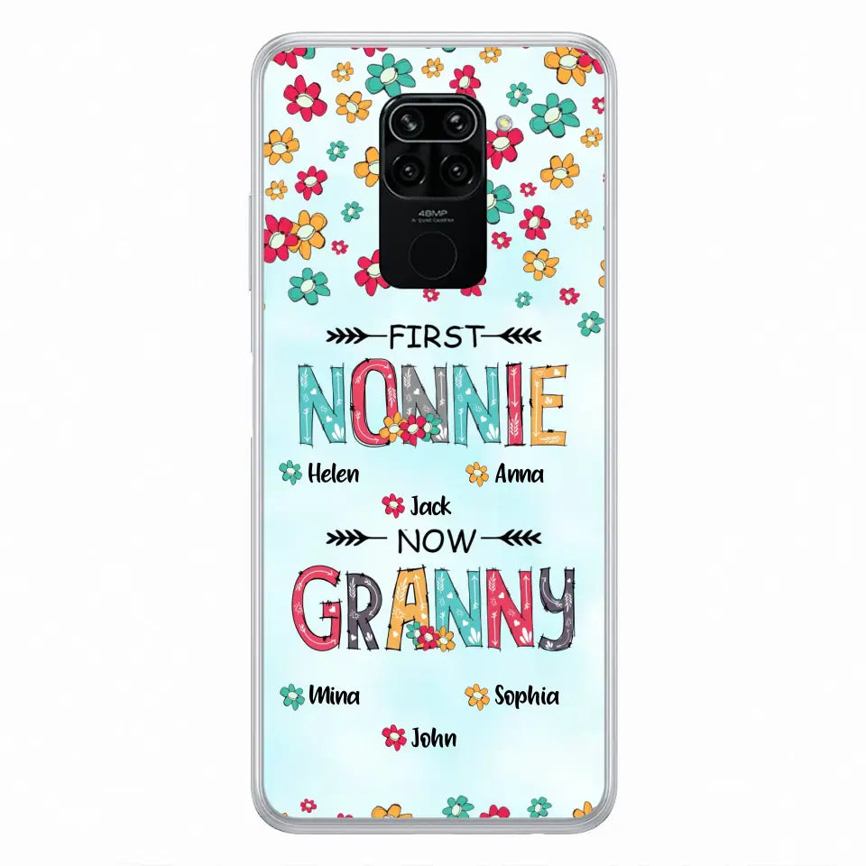 Personalized Grandma Phone Case - Up to 4 Kids And 8 Grandkids - Mother's Day Gift Idea for Grandma - First Mom Now Nana Kid And Grandkids Flower Pattern - Cases For Xiaomi/ Oppo/ Huawei
