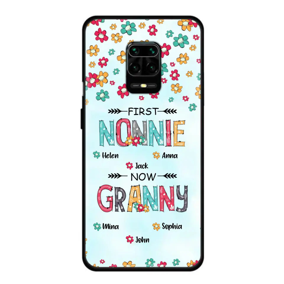 Personalized Grandma Phone Case - Up to 4 Kids And 8 Grandkids - Mother's Day Gift Idea for Grandma - First Mom Now Nana Kid And Grandkids Flower Pattern - Cases For Xiaomi/ Oppo/ Huawei