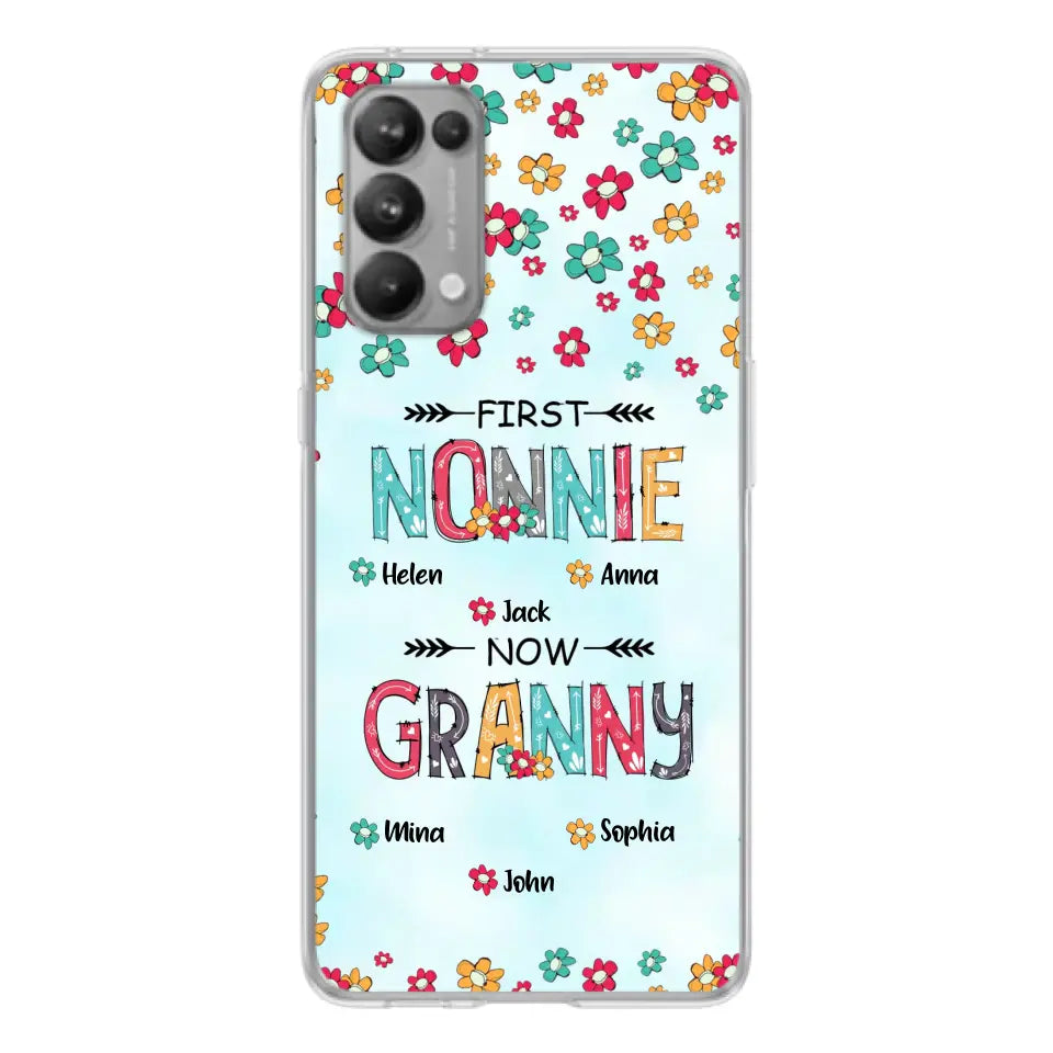 Personalized Grandma Phone Case - Up to 4 Kids And 8 Grandkids - Mother's Day Gift Idea for Grandma - First Mom Now Nana Kid And Grandkids Flower Pattern - Cases For Xiaomi/ Oppo/ Huawei