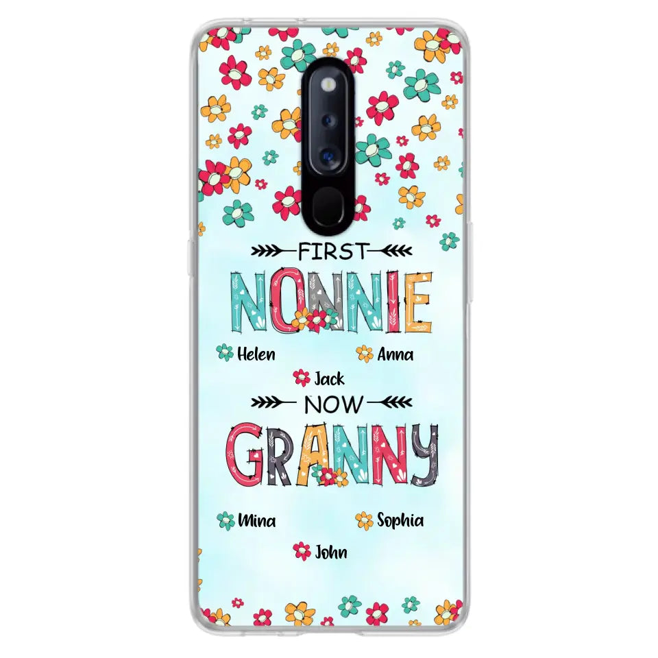 Personalized Grandma Phone Case - Up to 4 Kids And 8 Grandkids - Mother's Day Gift Idea for Grandma - First Mom Now Nana Kid And Grandkids Flower Pattern - Cases For Xiaomi/ Oppo/ Huawei