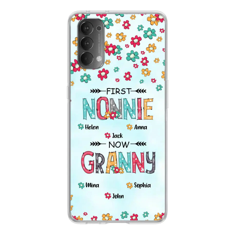 Personalized Grandma Phone Case - Up to 4 Kids And 8 Grandkids - Mother's Day Gift Idea for Grandma - First Mom Now Nana Kid And Grandkids Flower Pattern - Cases For Xiaomi/ Oppo/ Huawei