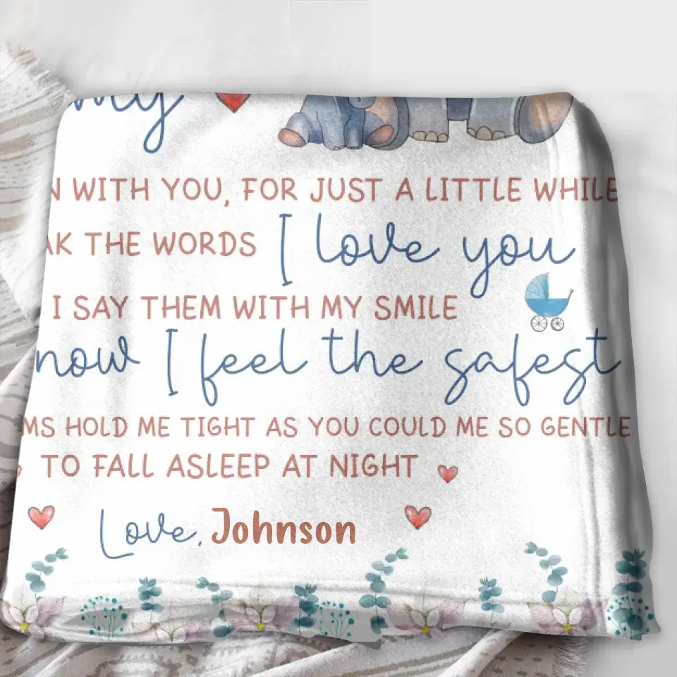 Personalized Elephant Quilt/Fleece Throw Blanket - Gift Idea For Mother's Day - To My Mommy I've Only Been Your Little One For Just A Little While