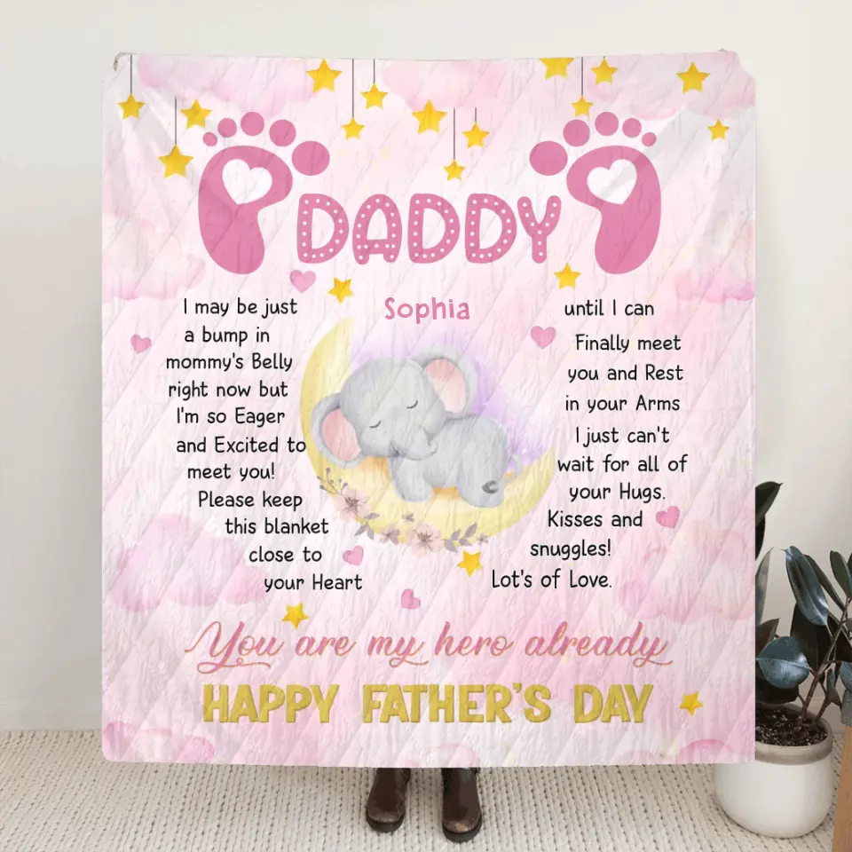Personalized Father's Day Fleece Throw Blanket/Quilt - Gift Idea For Father's Day - You Are My Hero Already