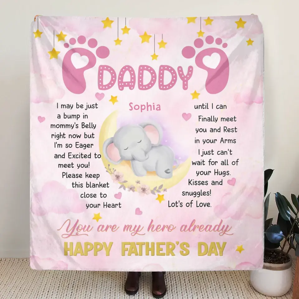 Personalized Father's Day Fleece Throw Blanket/Quilt - Gift Idea For Father's Day - You Are My Hero Already