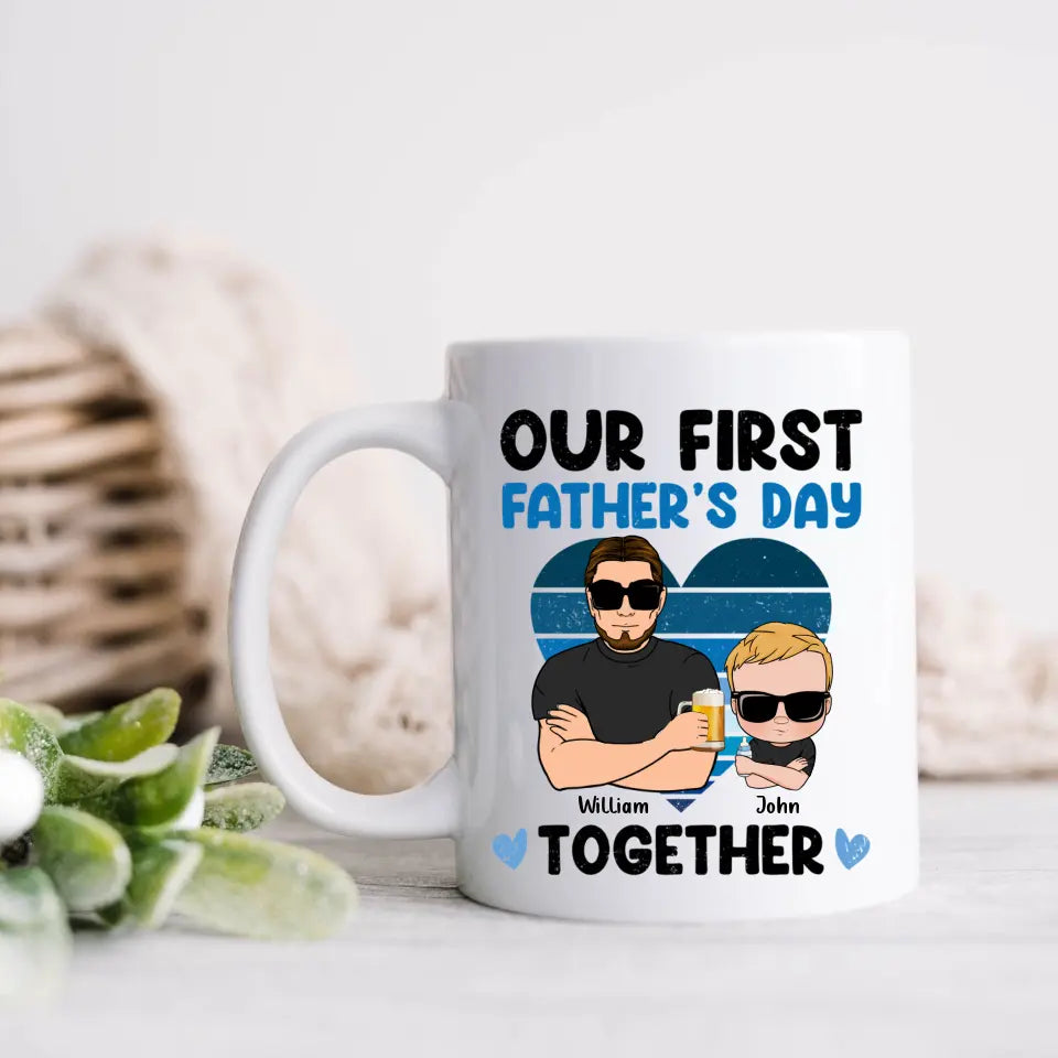 Personalized Dad And Daughter/Son Coffee Mug - Gift Idea For Father's Day - Our First Father's Day Together